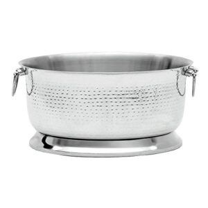 hubert beverage tub, brushed hammered stainless steel with double wall construction - 19"dia x 11"h