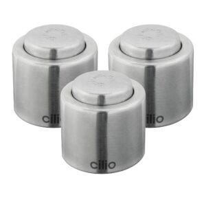 cilio stainless steel champagne sealer, bottle stopper for sealing champagne bottles, pack of 3