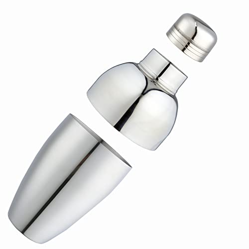 BGM.FOX Premium Stainless steel Cocktail Shaker Martini Shaker with Strainer and Lid Top - Leak Proof,Pro Drink Cobbler Shaker Mixer for Bartender Silver A