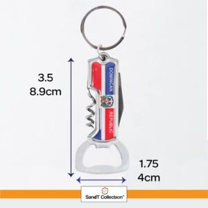 Multifunctional Bottle Opener Keychain Corkscrew Keychains - Dominican Republic Flag - Set of 3