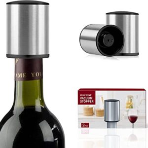 Wine Stopper - HOOMIL １ 𝐏𝐚𝐜𝐤 Stainless Steel Vacuum Wine Bottle Stopper, Reusable Wine Saver, Wine Accessories Gift for Friends, Family, Wine Lovers - Silver