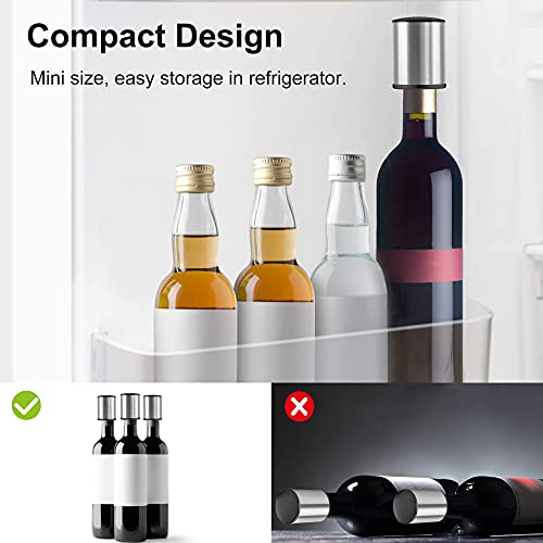 Wine Stopper - HOOMIL １ 𝐏𝐚𝐜𝐤 Stainless Steel Vacuum Wine Bottle Stopper, Reusable Wine Saver, Wine Accessories Gift for Friends, Family, Wine Lovers - Silver