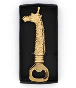 alchemade brass giraffe bottle opener - unique shaped metal opener for beer or any sealed bottle in a modern, contemporary and mid-century style - perfect for home, bars or restaurants