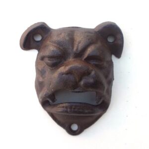 1 bulldog cast iron bottle opener mountable vintage look man cave english dog