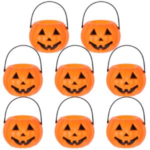 nuobesty halloween candy bucket, 8pcs small halloween pumpkin bucket trick or treat bucket pail water bucket party candle holder |3.35 x 2.17 x 1.77 inches