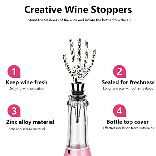 Wine Stopper Pack of 2, Ghost Hand Wine Stopper, Wine Stopper with Silicone Ring in the Middle Section, Strong Sealing, Widely Used. Keep the Wine Fresh and Reusable