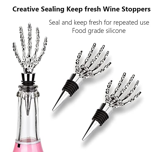 Wine Stopper Pack of 2, Ghost Hand Wine Stopper, Wine Stopper with Silicone Ring in the Middle Section, Strong Sealing, Widely Used. Keep the Wine Fresh and Reusable