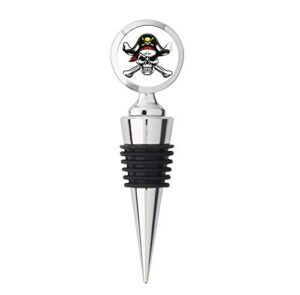 pirate skull and crossbone with eye patch and captain hat steel bottle stopper winestopper