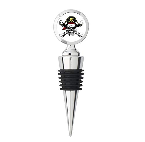 Pirate Skull and Crossbone with Eye Patch and Captain Hat Steel Bottle Stopper Winestopper