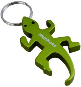 acecamp munkees land animal bottle opener keychains, mini key rings, small pocket-sized key chains for wine, caps, beer, can & bottlecaps - lizard, gecko