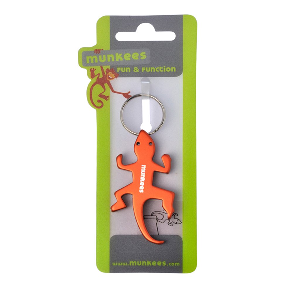 AceCamp Munkees Land Animal Bottle Opener Keychains, Mini Key Rings, Small Pocket-Sized Key Chains for Wine, Caps, Beer, Can & Bottlecaps - Lizard, Gecko