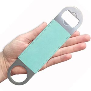 LaserGram Bottle Opener, Flag of Mexico, Personalized Engraving Included (Faux Leather, Teal)