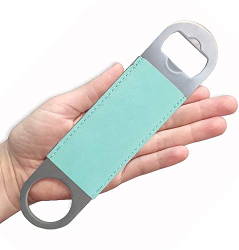 LaserGram Bottle Opener, Flag of Mexico, Personalized Engraving Included (Faux Leather, Teal)