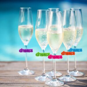 Simply Charmed Wine Glass Charms for Stemmed Glasses - 8 Silicone Cheers Drink Markers or Tags