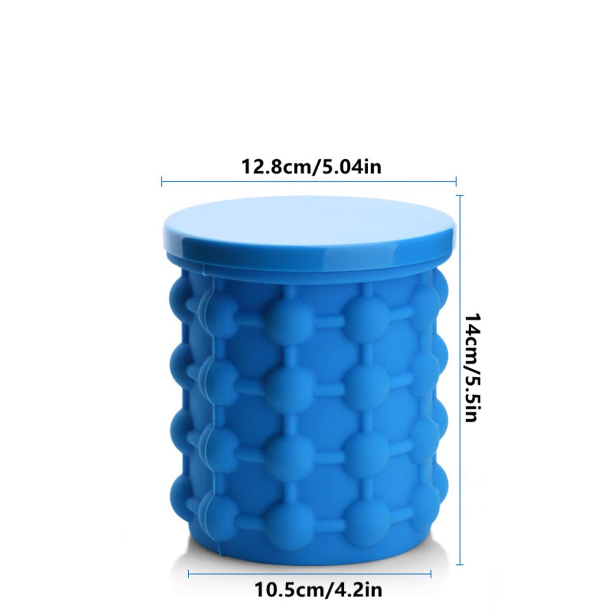 2 in 1 Silicone Ice Bucket and Ice Mold with Lid for Freezing Whiskey, Cocktails, Drinks, Portable Silicone Ice Maker (Blue)