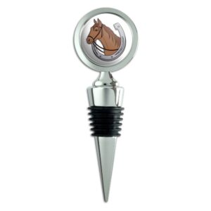 brown horse in horseshoe wine bottle stopper