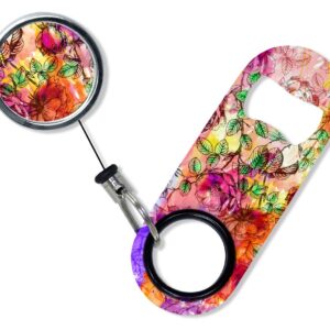 BarConic Mini Opener with Retractable Reel - Painted Leaves