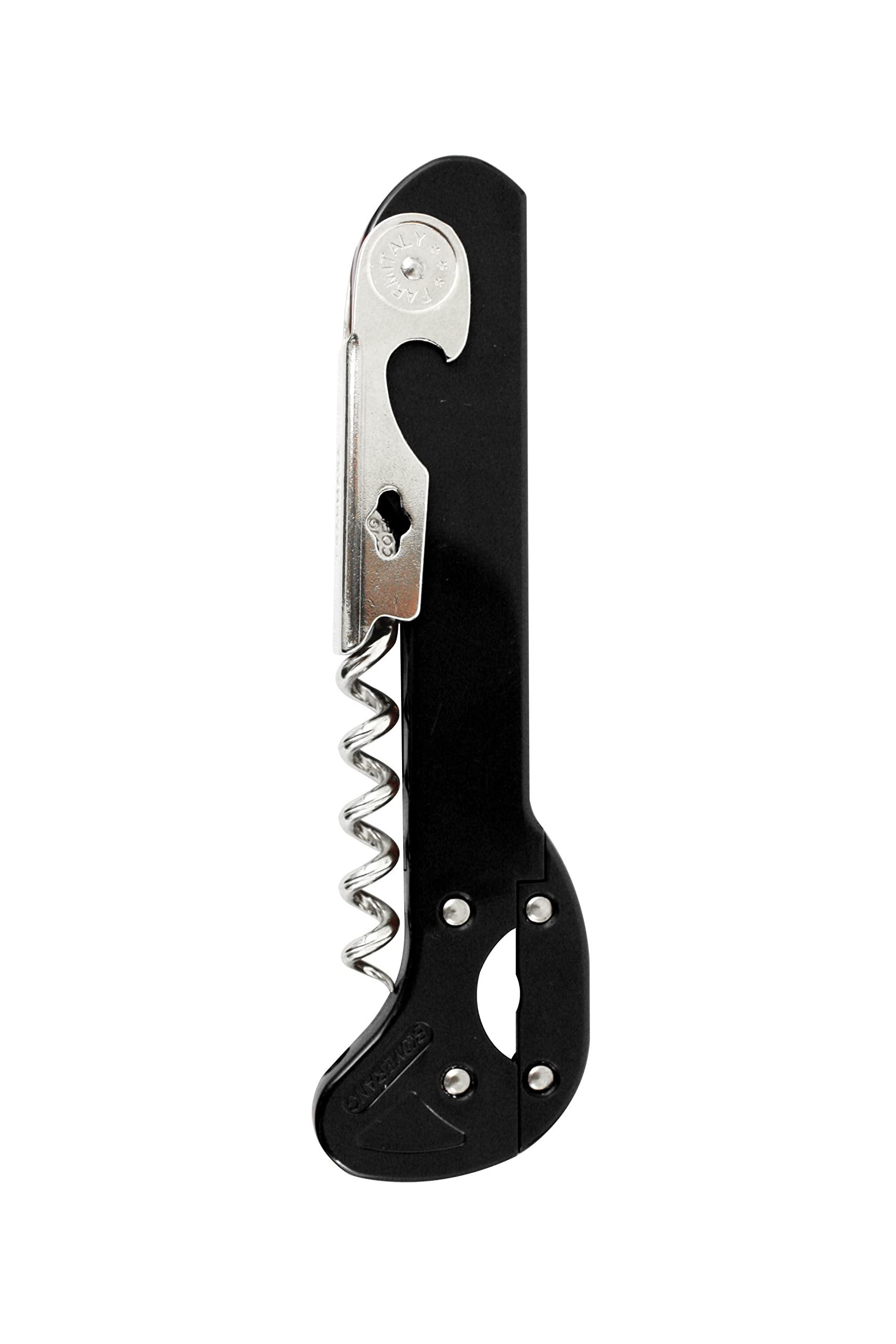 Original Franmara Boomerang Classic Waiter Style Corkcrew with Foil Cutter - Black