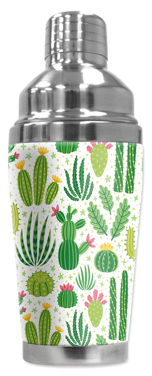 Mugzie MAX 20 Ounce Stainless Steel Cocktail Shaker - Martini Shaker with Wetsuit Cover - Cactus