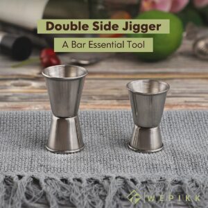 Wepikk Cocktail Jigger For Bartending Double Measuring Jiggers Bar Stainless Steel Shot Liquor Measurements 1/2 oz & 1 oz Pourers Measure Cup