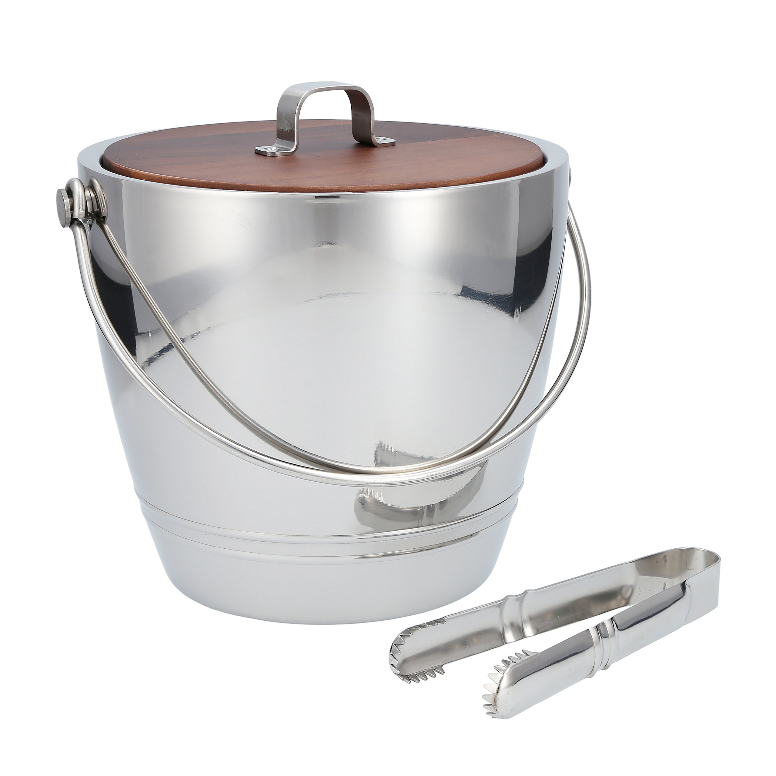 Crafthouse by Fortessa Professional Barware by Charles Joly Stainless Steel Round Ice Bucket with Tongs