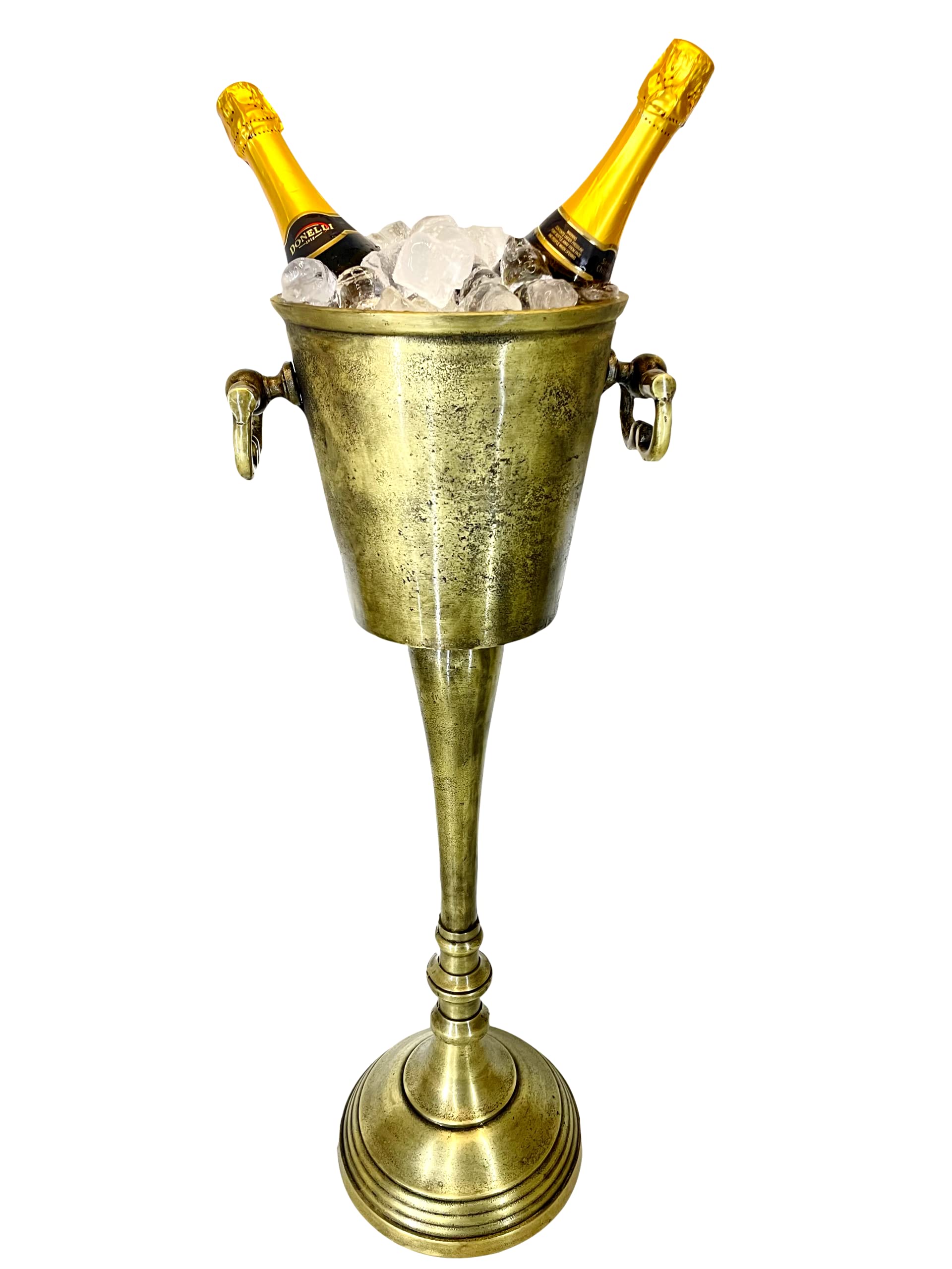 Floor Standing Rustic Champagne Bucket Distressed Look Wine Cooler Ice Gift Gold