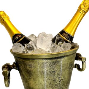 Floor Standing Rustic Champagne Bucket Distressed Look Wine Cooler Ice Gift Gold