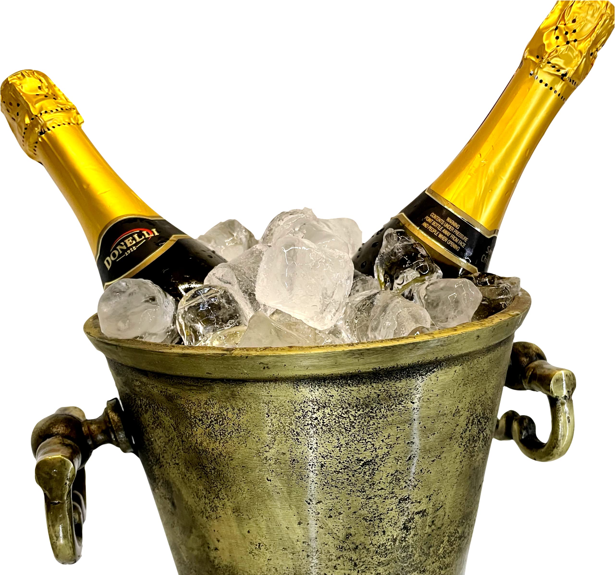 Floor Standing Rustic Champagne Bucket Distressed Look Wine Cooler Ice Gift Gold