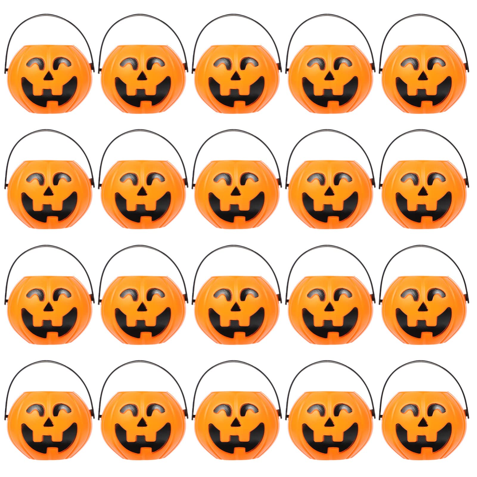 NUOBESTY Mini Pumpkin Buckets 20Pcs, Pumpkin Bucket Halloween Orange Pumpkin Pail Decoration Sweet Holder Pumpkin Basket Halloween Decoration - 2.36 x 2.75 inches