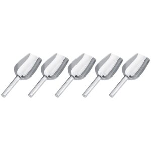 5 x sweet scoops/ 5 x ice tongs mini lightweight scoops tongs wedding bar bbq party home kitchen stainless steel set (2#)