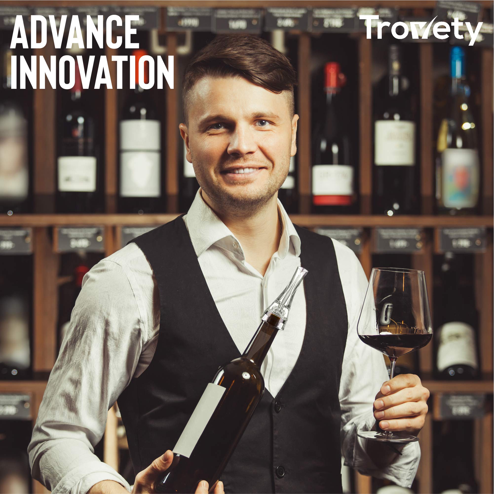 Trovety Aerators For Wine - Hawk-Bill Shape for Easy, No Drip Wine Aerator Pourer - Unique Built-In Aerator System for Fast Decanting - Can Fit Most Bottle Spout Sizes