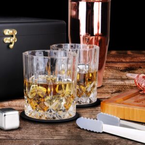 Artestia Whiskey Stones Set Gift for Men | Whiskey Glass and Stones Set, 8 Granite Whiskey Rocks Chilling Stones and 10oz Whiskey Glasses | Whiskey Lovers Gifts for Men, Dad, Husband, Boyfriend