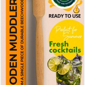 Muddler for Cocktails Small Tools - Muddler Wood Perfect Size - Pestle Fruit Mint Garlic Lime Lemon Herb - Wooden Muddler Great Sturdy - Drink Muddler Easy to Use…