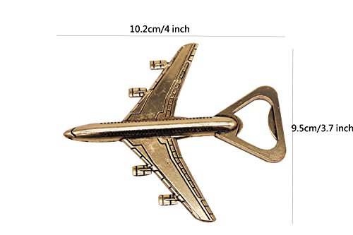 Youkwer 16 PCS Skeleton Airplane Bottle Opener with “OUR ADVENTURE BEGINS”Exquisite Packaging for Wedding Party Favors & Decorations (Dark Gold)