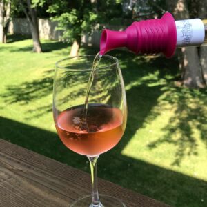 Wine Stopper and Pourer 2 Pack – Pink and Gray Silicone Wine Accessories to Serve Wine More Easily by Simply Charmed