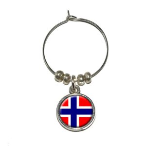 graphics & more norway norwegian flag wine glass charm drink stem marker ring