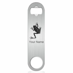 bottle opener, tree frog, personalized engraving included (stainless steel)