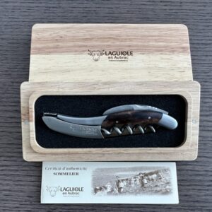 Laguiole En Aubrac Sommelier Waiter's Corkscrew, Grapevine Wood Handle, Wine Opener With Foil Cutter & Bottle Opener, Stainless Steel Brushed Bolsters