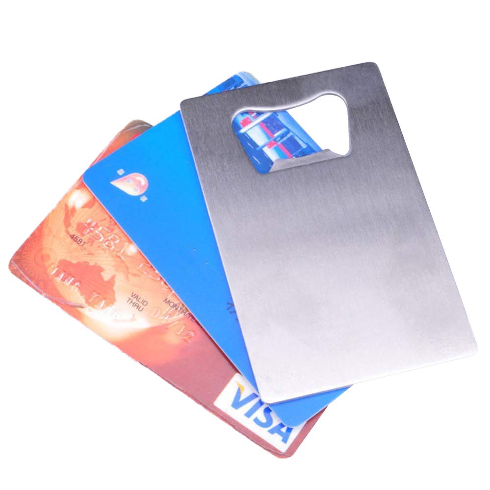 TOPTIE Custom 2 PCS Credit Card Bottle Opener, Laser Engrave Stainless Steel Beer Openers, Fits in Wallet