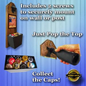 "Betsy Ross Flag - I Stand for Old Glory" Bottle Opener and Cap Catcher - Wall Mounted - Handcrafted by a Vet - Made of 3/4 thick Solid Pine, Cast Iron Opener - Great Gift for Patriots