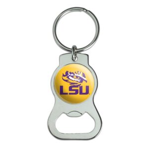 graphics & more lsu tiger eye on yellow keychain with bottle cap opener