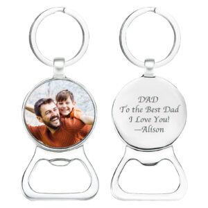 veelu custom photo bottle opener keychain engraved photo key chain for dad family gifts with bottle opener