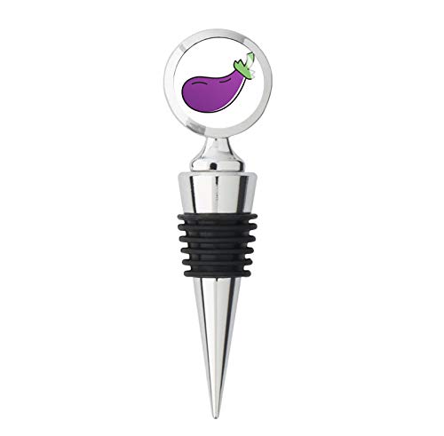 Large Purple Eggplant Emoji Icon Steel Bottle Stopper Winestopper