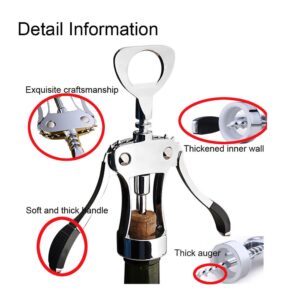 Wing Corkscrew Red Wine Bottle Opener,Zinc Alloy Stainless Steel Multifunction Beer Cap Opener Wine Bottle Stopper Opener