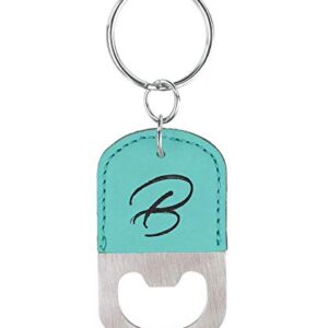 Personalized Leather Bottle Opener Key Chain Laser Engraved (Brown) Front Engraved