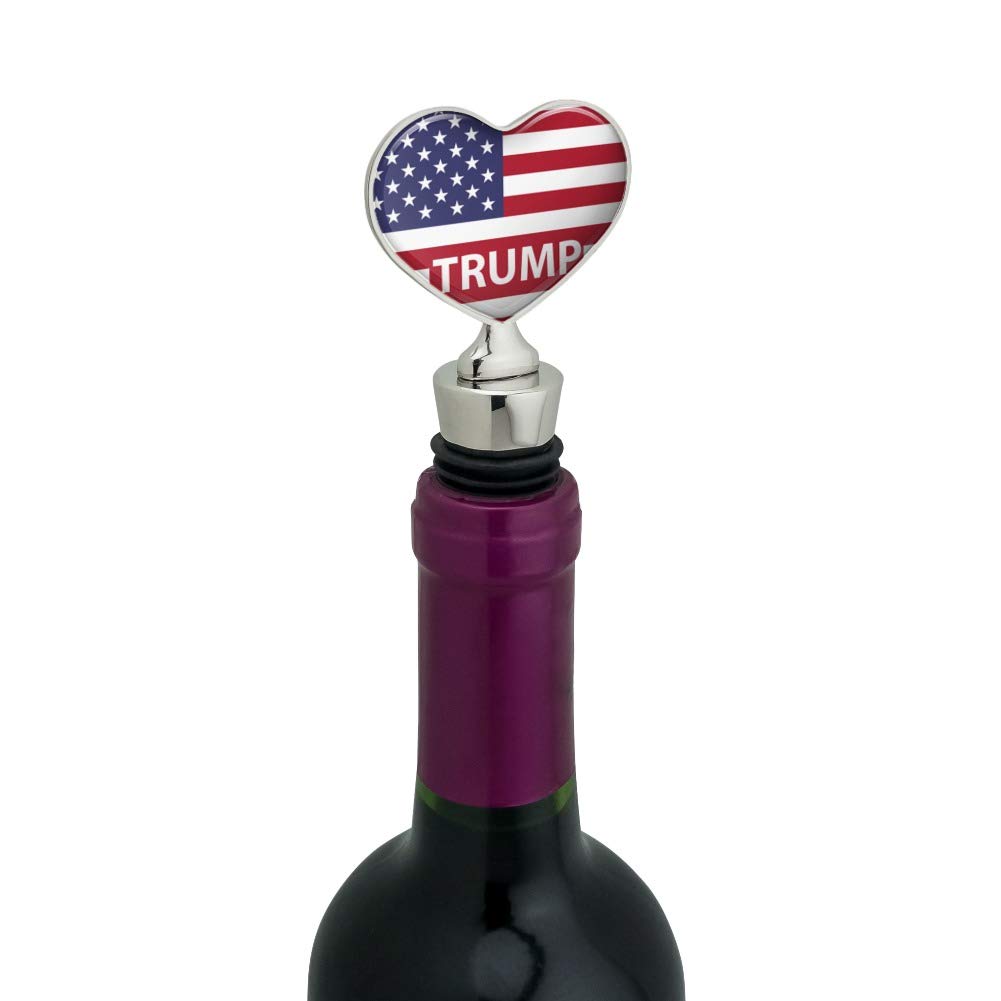 President Trump American Flag Heart Love Wine Bottle Stopper