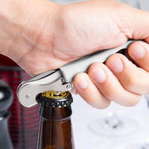 Pulltap's Double-Hinged Waiters Corkscrew, Wine Opener and Foil Cutter, Beer Bottle Opener, White