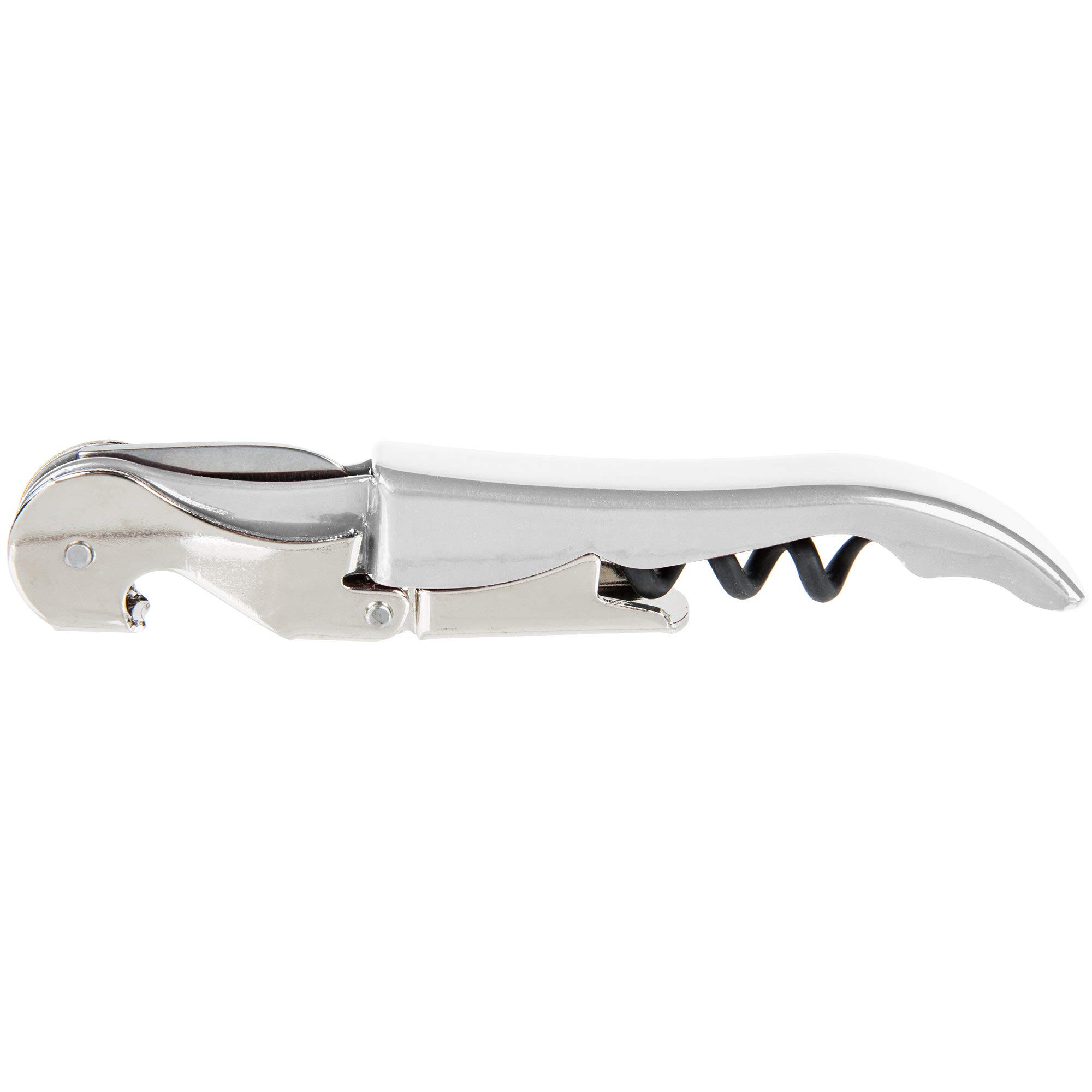 Pulltap's Double-Hinged Waiters Corkscrew, Wine Opener and Foil Cutter, Beer Bottle Opener, White