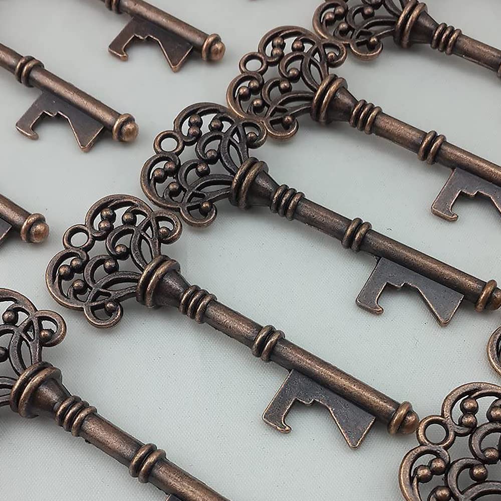 FAONIE 40 PCS Key Bottle Openers,Vintage Skeleton Key Bottle Opener Wedding Party Favor Souvenir Gift Copper Wedding Favors Rustic Decoration