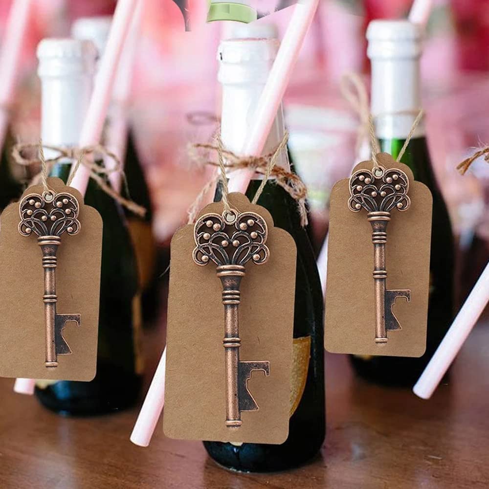 FAONIE 40 PCS Key Bottle Openers,Vintage Skeleton Key Bottle Opener Wedding Party Favor Souvenir Gift Copper Wedding Favors Rustic Decoration